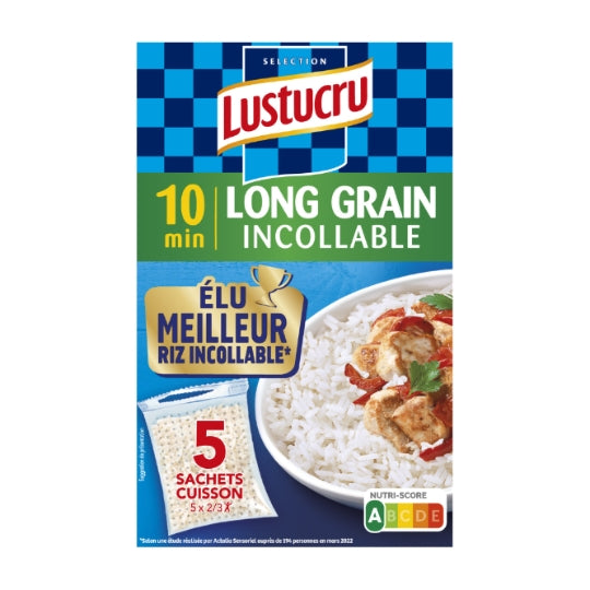 Riz long incollable 10min LUSTUCRU SELECTION — les 5 sachets de 180 g — Lot de 3