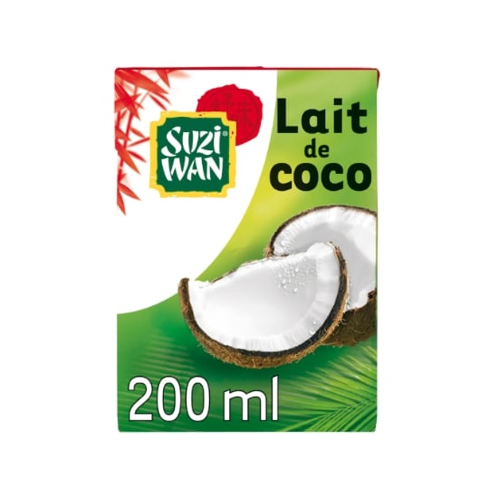 Lait de Coco SUZI WAN — la brique de 200 ml — Lot de 3