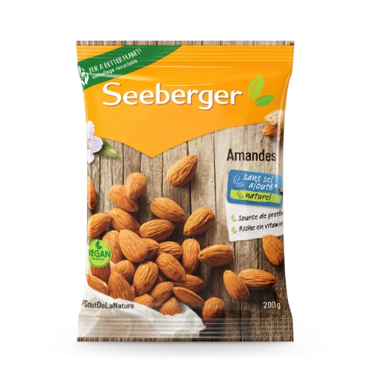 Amandes Natures SEEBERGER — le sachet de 200g — Lot de 3