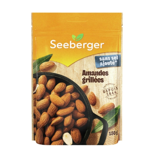 Amandes Grillées non Salées SEEBERGER — le sachet de 150g — Lot de 3