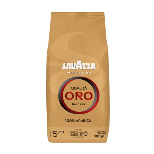 Café en Grains Qualita Oro 100% Arabica Intensité 5 LAVAZZA — le paquet de 1Kg — Lot de 3