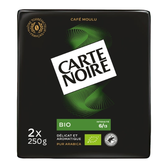 Café Moulu 100% Arabica Intensité 5 Bio CARTE NOIRE — les 2 paquets de 250g — Lot de 3