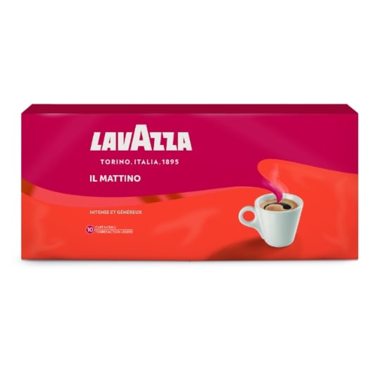 Café Moulu Il Mattino intensité 10 LAVAZZA — les 4 paquets de 250 g — Lot de 3