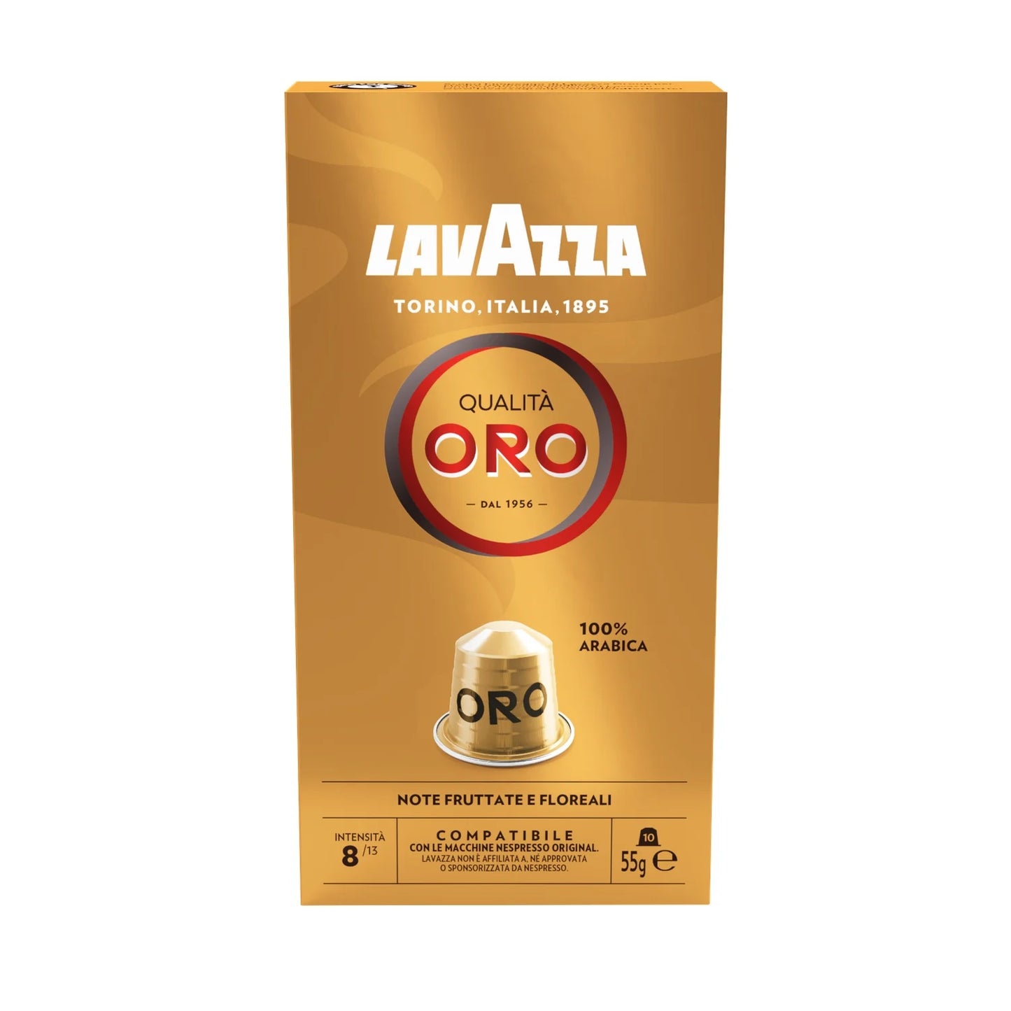 Café Capsules Qualita Oro Intensité 8 Compatible Nespresso LAVAZZA la boîte de 10 capsules