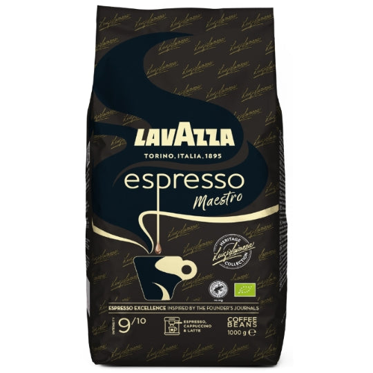 Café en Grains Maestro Intensité 9 Bio LAVAZZA — le paquet de 1Kg — Lot de 3