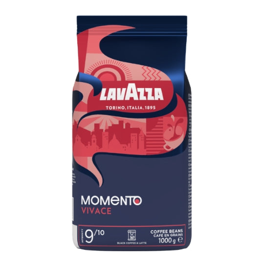 Café en Grains Momento Vivace Intensité 9/10 LAVAZZA — le paquet de 1kg — Lot de 3