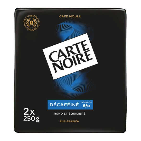 Café Moulu Décaféiné 100% Arabica Intensité 7 CARTE NOIRE — les 2 paquets de 250 g — Lot de 3