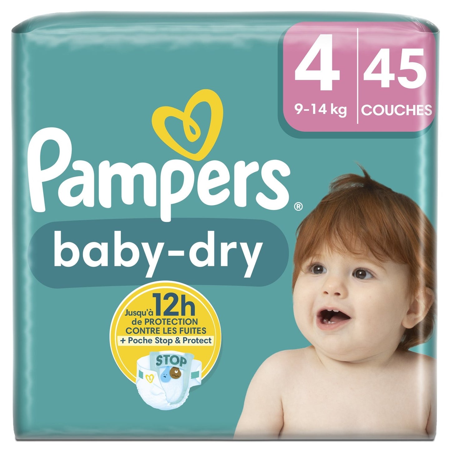 Couches Bébé Taille 4 9-14Kg Baby-Dry PAMPERS