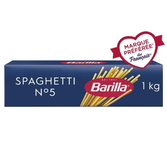 Pâtes spaghetti n°5 BARILLA — la boîte de 1kg — Lot de 3