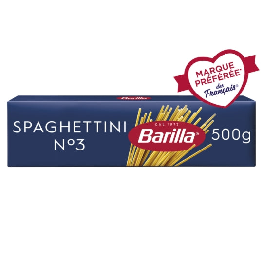 Pâtes spaghettini n°3 BARILLA — la boîte de 500g — Lot de 3