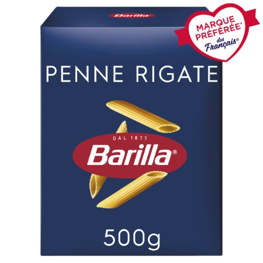 Pâtes penne rigate BARILLA — la boîte de 500g — Lot de 3