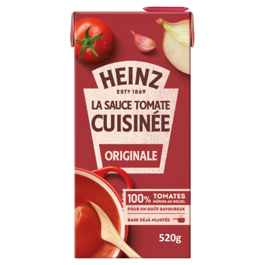 Sauce tomate cuisinée ail et oignon originale HEINZ — la brique de 520g — Lot de 3
