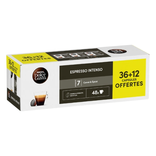 Café Capsules Espresso Intenso Dolce Gusto NESCAFE — la boîte de 48 capsules — Lot de 3