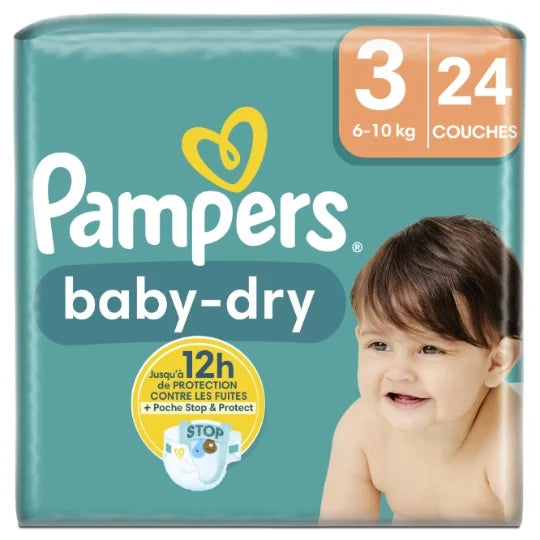 Pack 6 x 24 Couches Pampers Baby-Dry Taille 3 – 144 couches (6-10 kg)