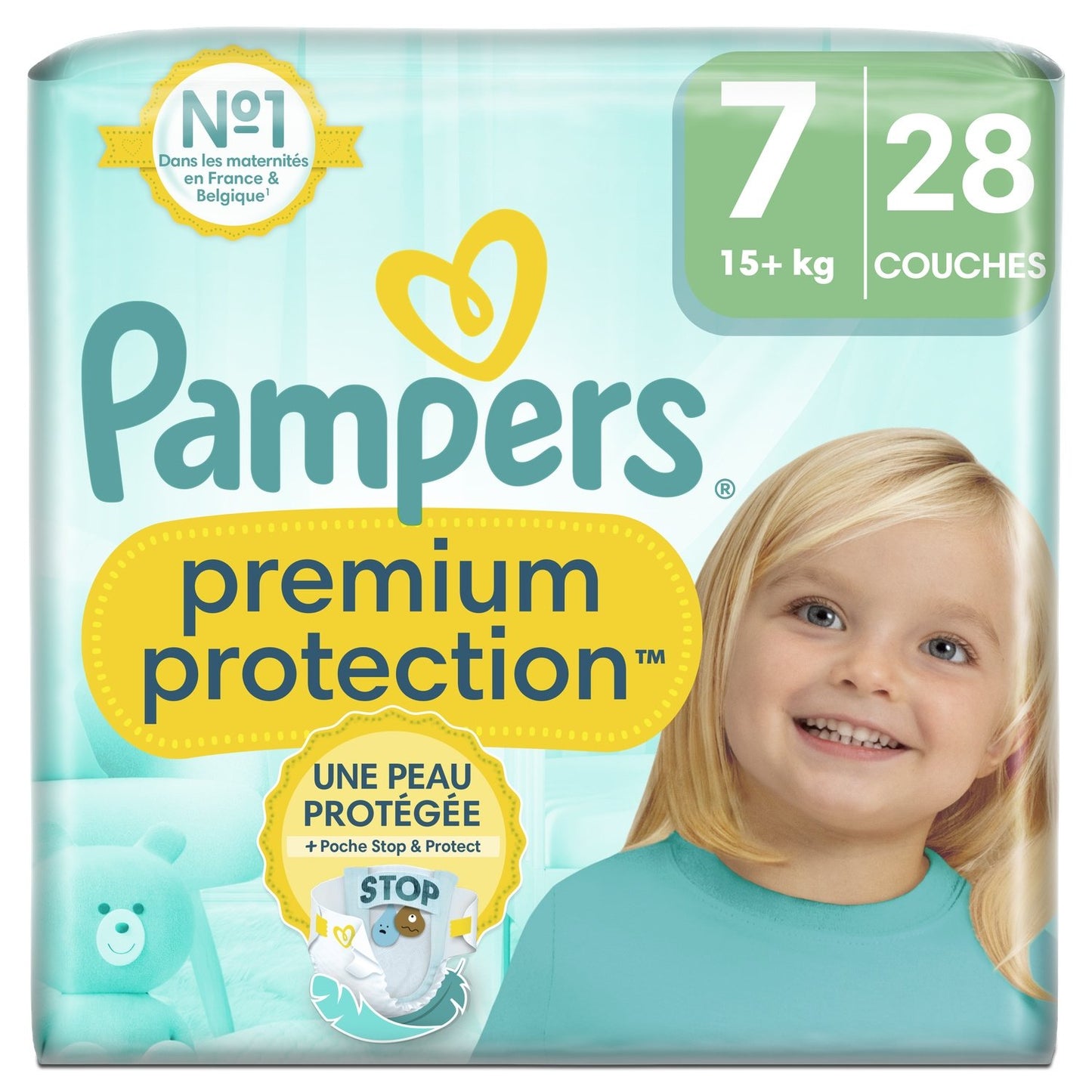 Couches Bébé Taille 8 15kg+ Premium Protection PAMPERS