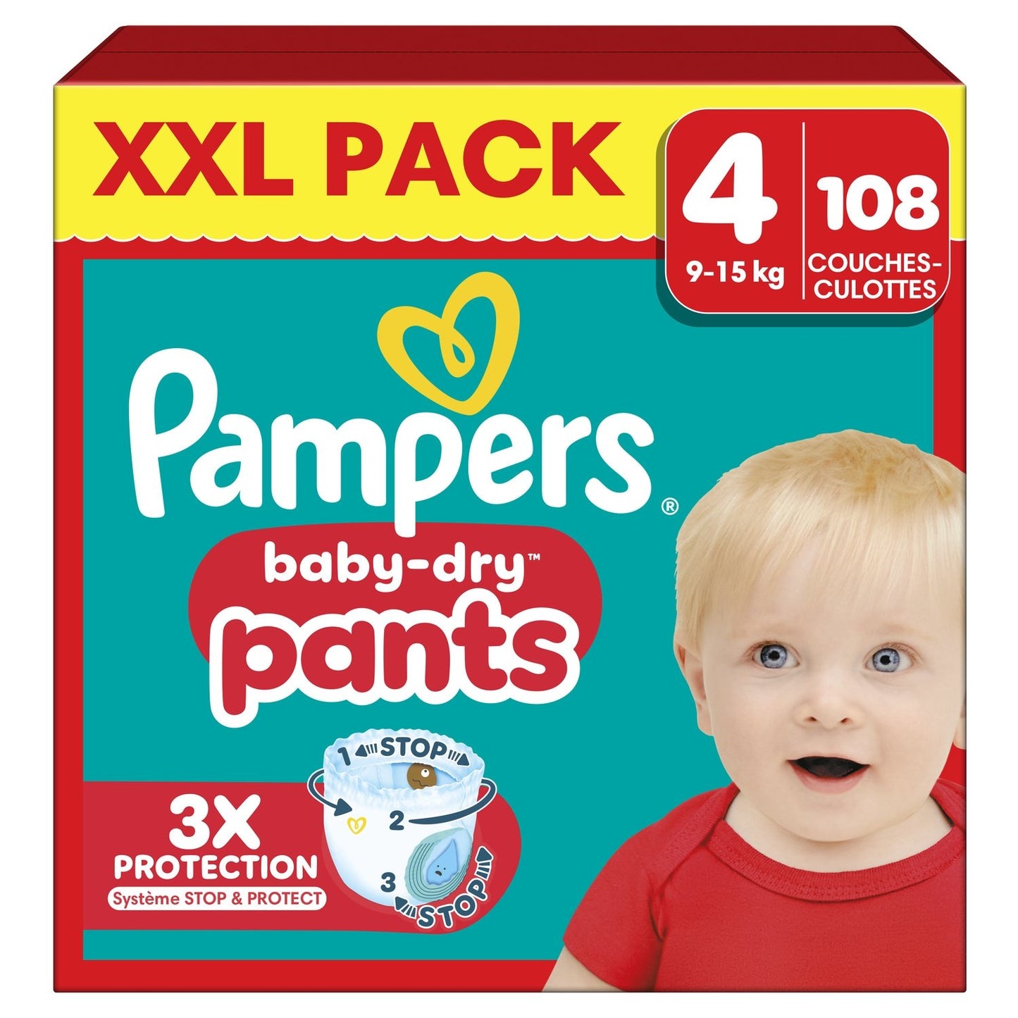 Couches-Culottes Taille 4 9-15kg XXL Pack Baby-Dry Pants PAMPERS