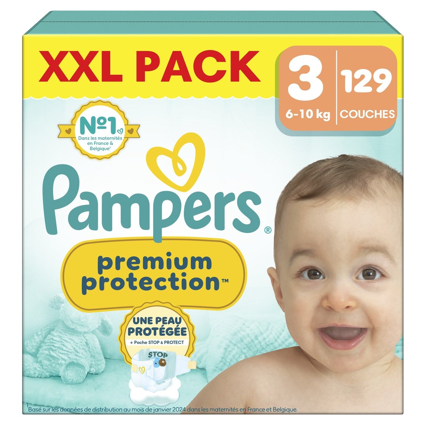 Couches Taille 3 6-10kg XXL Pack Premium Protection PAMPERS