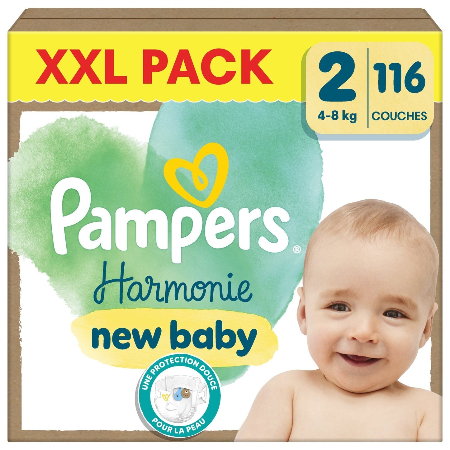 Couches Taille 2 4-8kg New Baby Harmonie XXL Pack PAMPERS