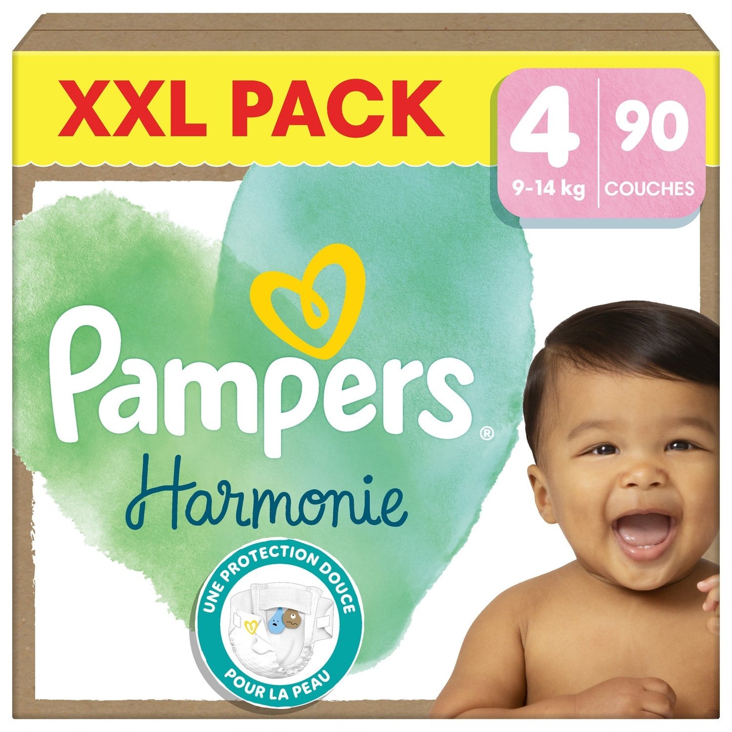 Couches Taille 4 9-14kg XXL Pack Harmonie PAMPERS