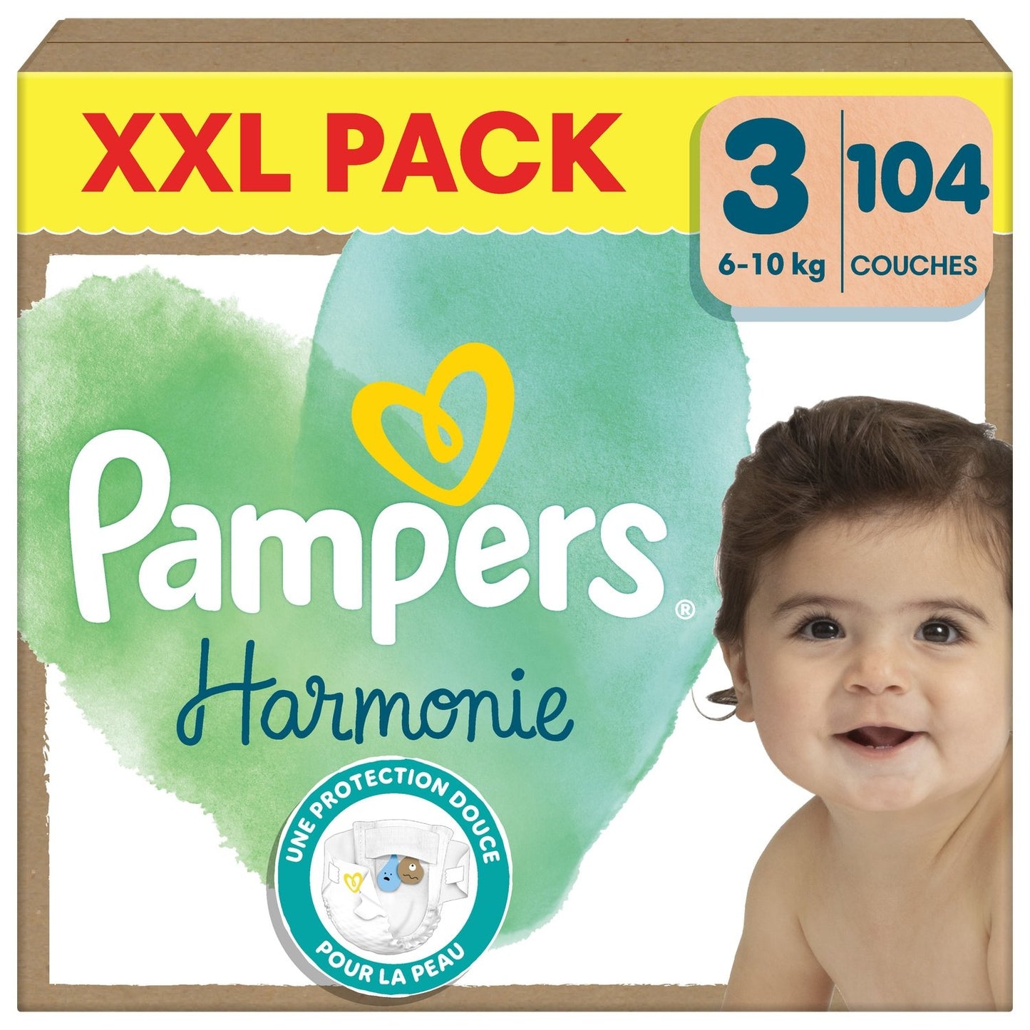 Couches Taille 3 6-10kg Harmonie XXL Pack PAMPERS