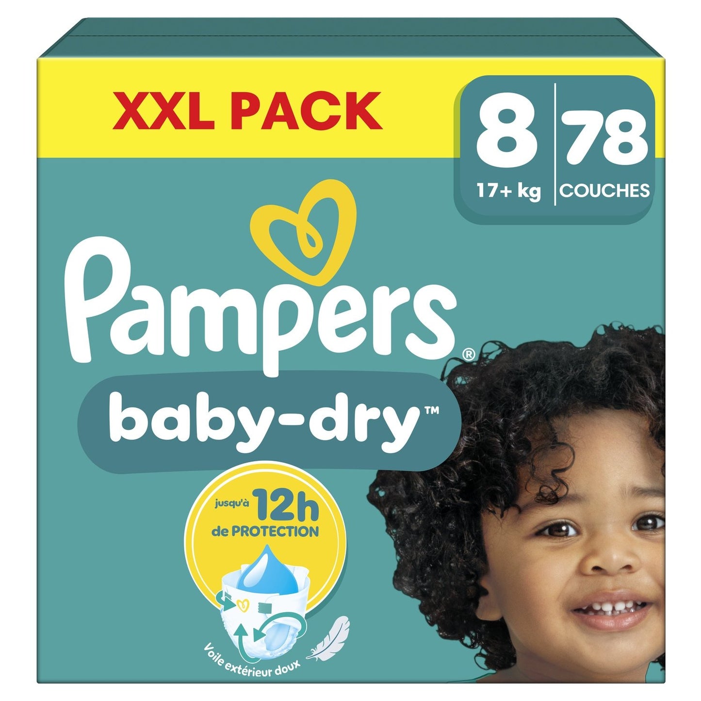 Couches Taille 8 17+kg XXL Pack Baby-Dry PAMPERS