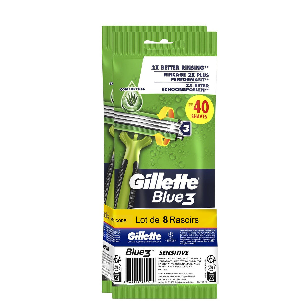Rasoirs Jetables Blue 3 Sensitive Pour Homme GILLETTE