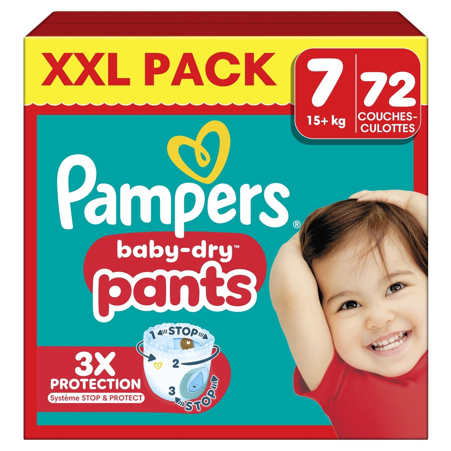 Couches-Culottes Taille 7 15kg+ XXL Pack Baby-Dry Pants PAMPERS