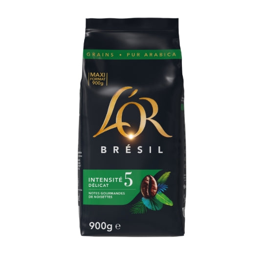 Café en Grains Brésil 100% Arabica Intensité 5 L'OR — le paquet de 900g — Lot de 3