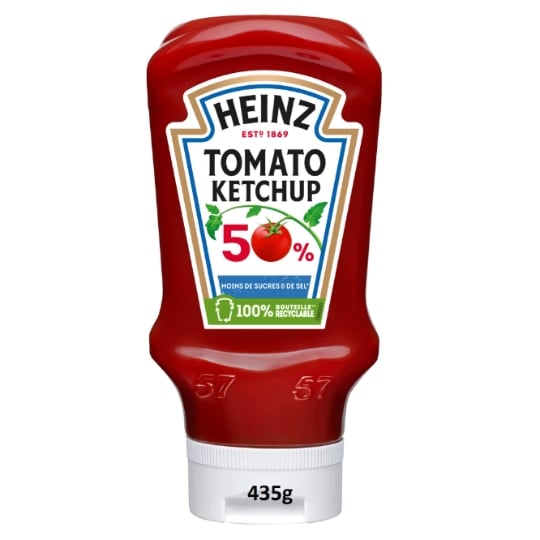 Sauce tomato ketchup -50% de sucres et de sel HEINZ — le flacon de 435g — Lot de 3