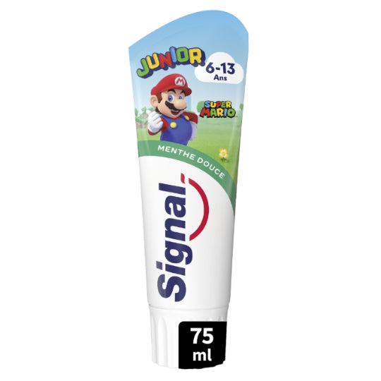 Dentifrice Enfant 6-13 ans Menthe Licence Super Mario SIGNAL — le tube de 75mL — Lot de 3