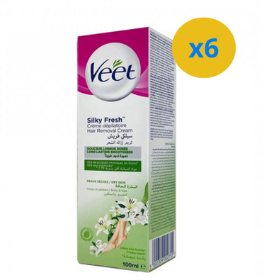 4 Х VEET CRÈME DÉPILATOIRE SILKY FRESH - PEAUX SÈCHES 100ML