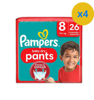 PAMPERS COUCHE BABY-DRY PANTS TAILLE 8 (19 + KG ) 26 COUCHES