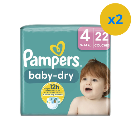 PAMPERS COUCHE BABY-DRY TAILLE 4 (9-14KG) - 22 COUCHES - Blaiche