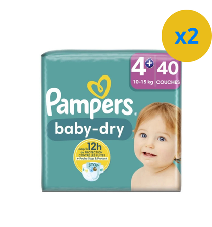 PAMPERS COUCHE BABY-DRY TAILLE 4+ (10-15KG) - 40 COUCHES - Blaiche
