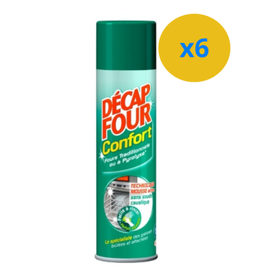4 х DECAP'FOUR SPRAY CONFORT NETTOYANT MÉNAGER FOURS TRADITIONNELS OU PYROLYSE SANS SOUDE CAUSTIQUE 500 ML