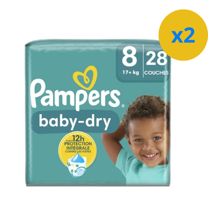 PAMPERS COUCHE BABY-DRY TAILLE 8 (17+ KG) - 28 COUCHES - Blaiche