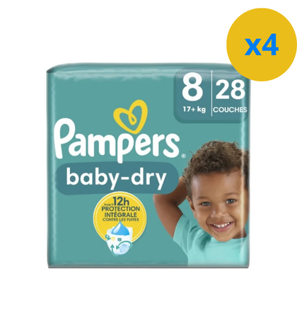 PAMPERS COUCHE BABY-DRY TAILLE 8 (17+ KG) - 28 COUCHES - Blaiche