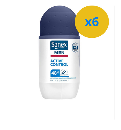2 x ROLL-ON SANEX MEN ACTIVE CONTROL 48H 50ML 0% ALCOOL