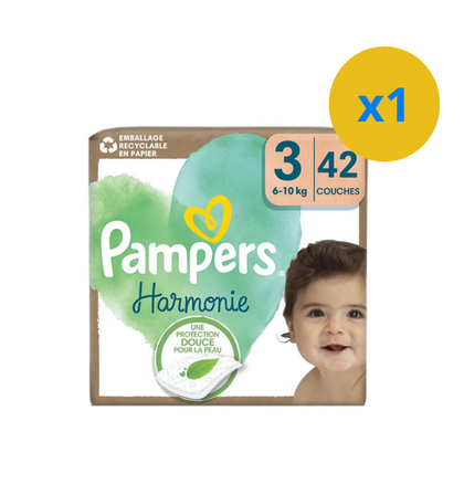 PAMPERS COUCHES BÉBÉ HARMONIE -TAILLE 3 - 42 COUCHES ( 6-10KG )