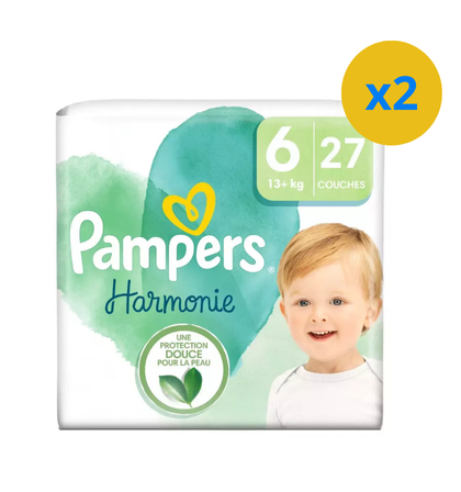 PAMPERS COUCHES BÉBÉ HARMONIE -TAILLE 6 - 27 COUCHES (13 + KG - Blaiche