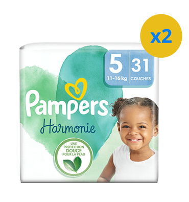 PAMPERS COUCHES BÉBÉ HARMONIE -TAILLE 5 - 31 COUCHES (11 -16KG )