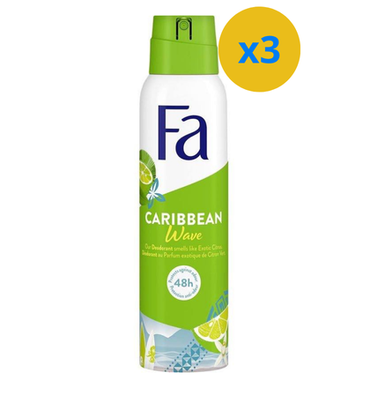 2 x DEO FA CARIBBEAN EXOTIQUE DE CITRON VERT 150ML