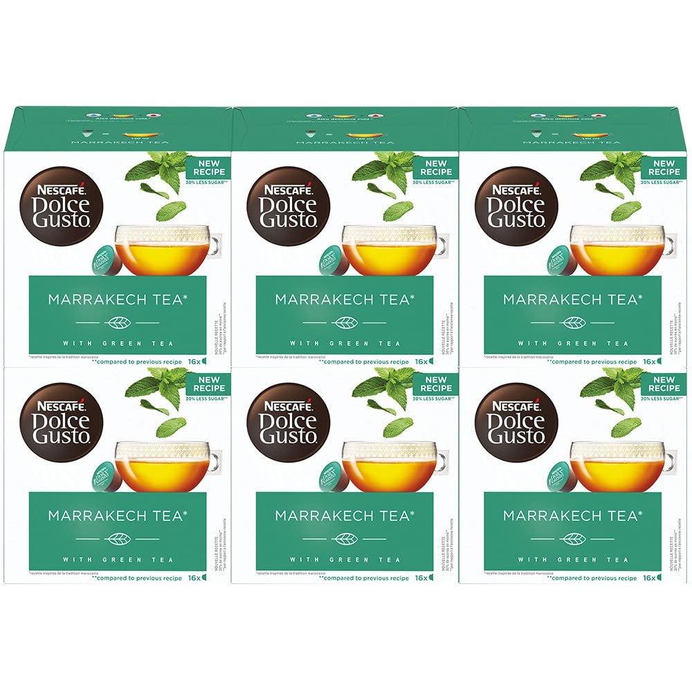NESCAFE DOLCE GUSTO Marrakech Tea - Thé Vert À La Menthe - 96 Capsules (6 Boîtes x 16)