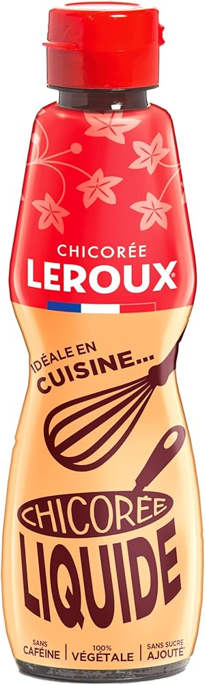 Leroux - Chicorée Liquide Nature - 100% d'Origine Végétale - Concentré de Chicorée Torréfiée - Goût Doux et Rond - Sans Sucres Ajoutés - Flacon de 250 ml