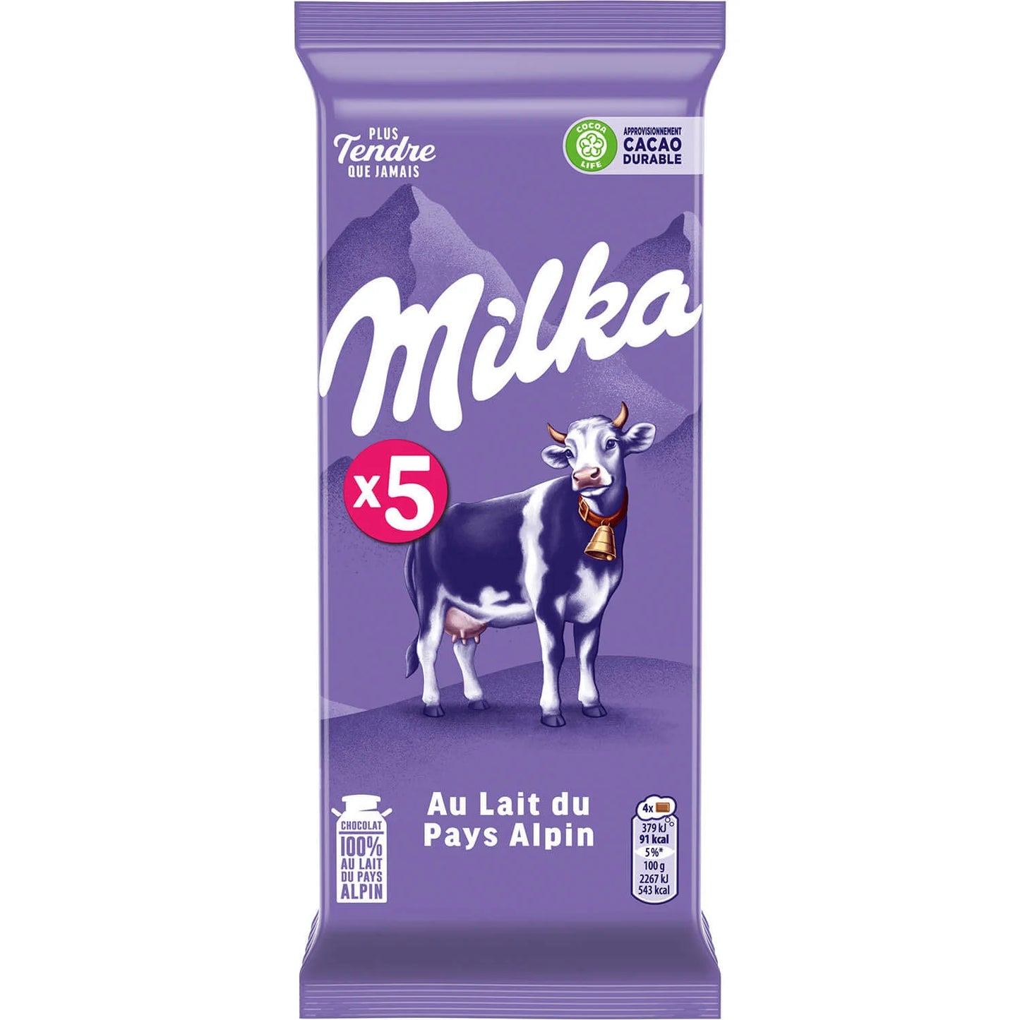 5 x Tablette de Chocolat Lait du Pays Alpin MILKA