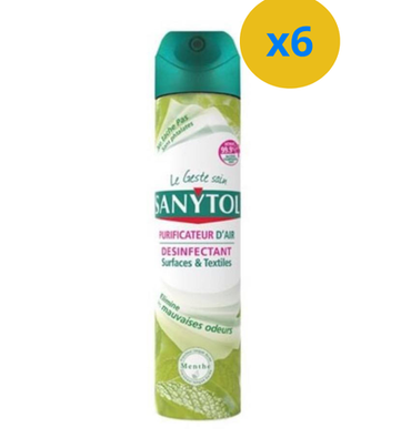 4 x SANYTOL DÉSODORISANT DÉSINFECTANT SURFACES ET TEXTILES MENTHE 300ML