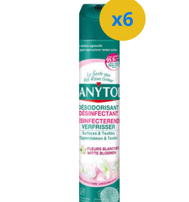 4 x SANYTOL DÉSODORISANT DÉSINFECTANT SURFACES ET TEXTILES FLEURS BLANCHES 300ML
