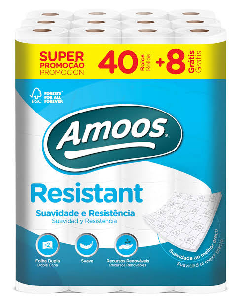 AMOOS ROULEAUX DE PAPIER TOILETTE PACK 40+8 RÉSISTANT 13M