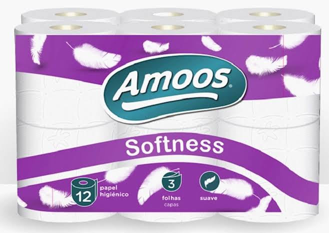 AMOOS PAPIER TOILETTE 12 ROULEAUX 3 COUCHES (PLIS) DOUX
