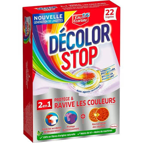 DECOLOR STOP LINGETTE ANTI-DÉCOLORATION 2 EN 1 RAVIVE COULEURS 22 LINGETTES